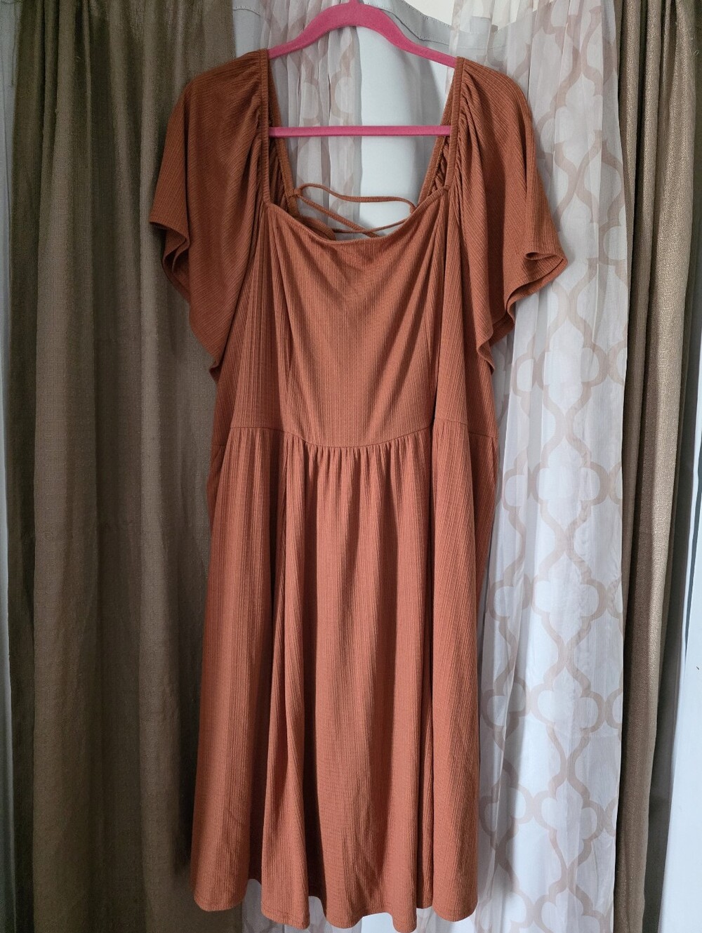 Torrid Size 5 Orange Mini Textured Knit Flutter Back Tie Dress